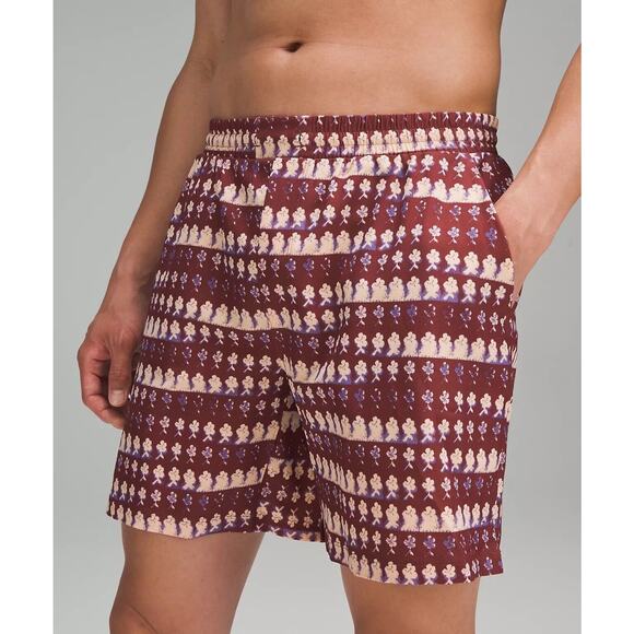 Lululemon Men Sz M Pool Swim Trunk Short 7” IBDB Island Bloom Date Brown NWT $78 - Picture 1 of 9